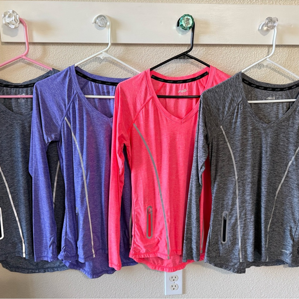 Avia Pink, Purple, and Gray Athletic Tops